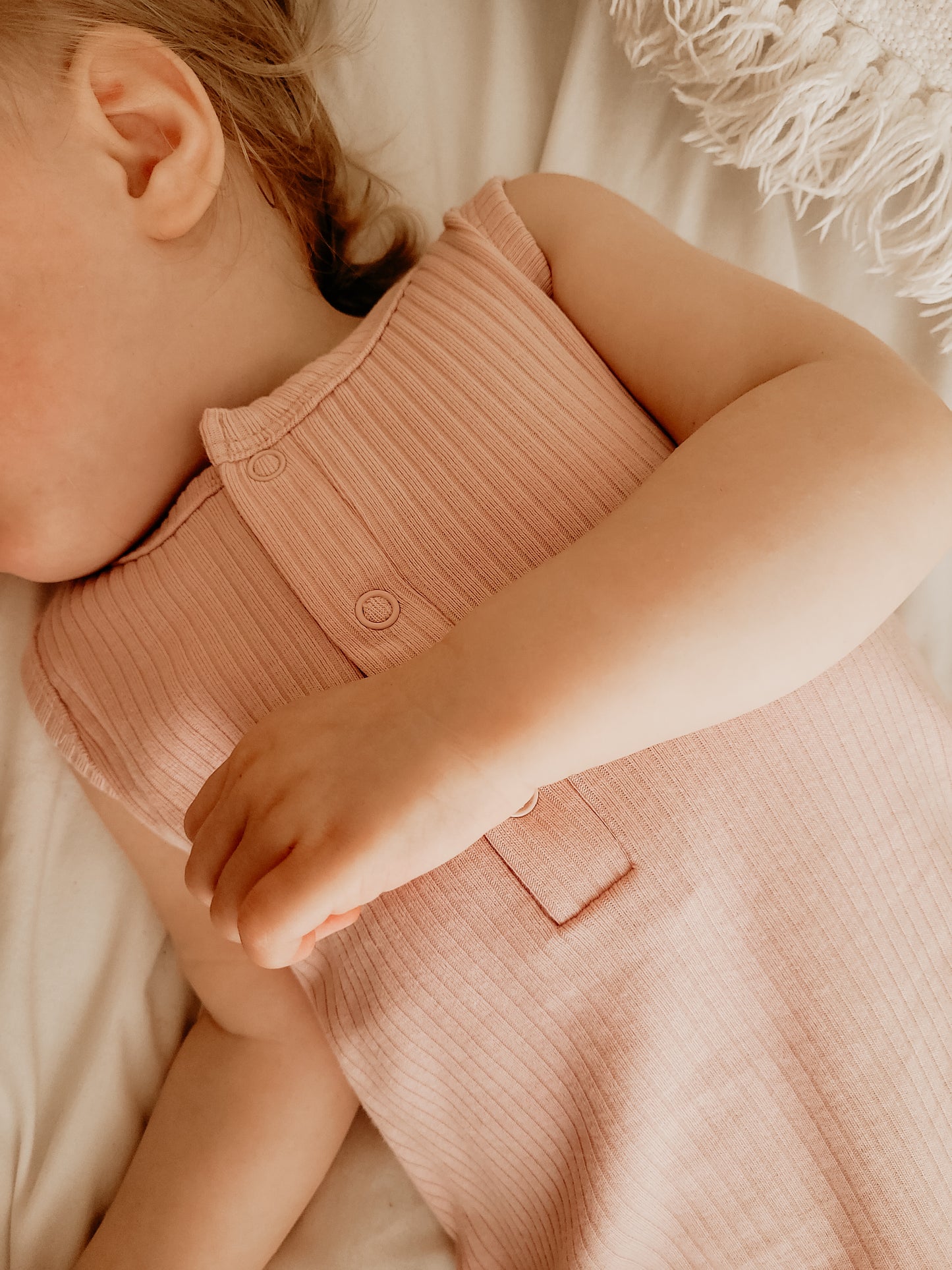 Sleeveless Organic Cotton Playsuit - Soft Pink