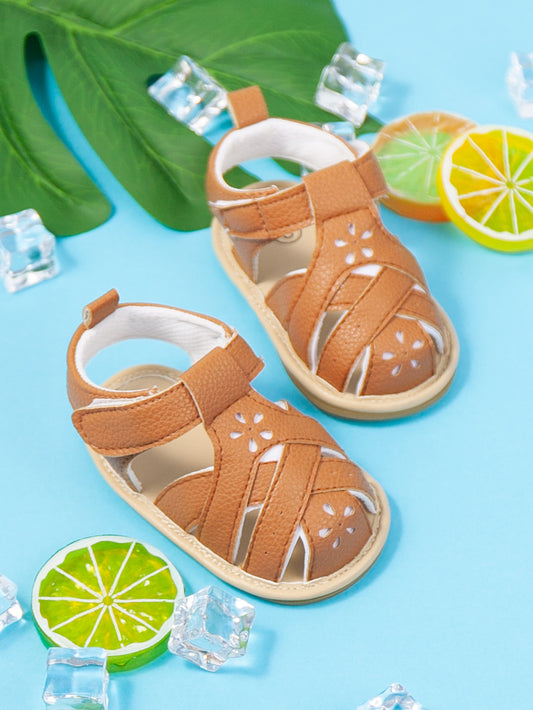 Flower Detail Sandals - Tan