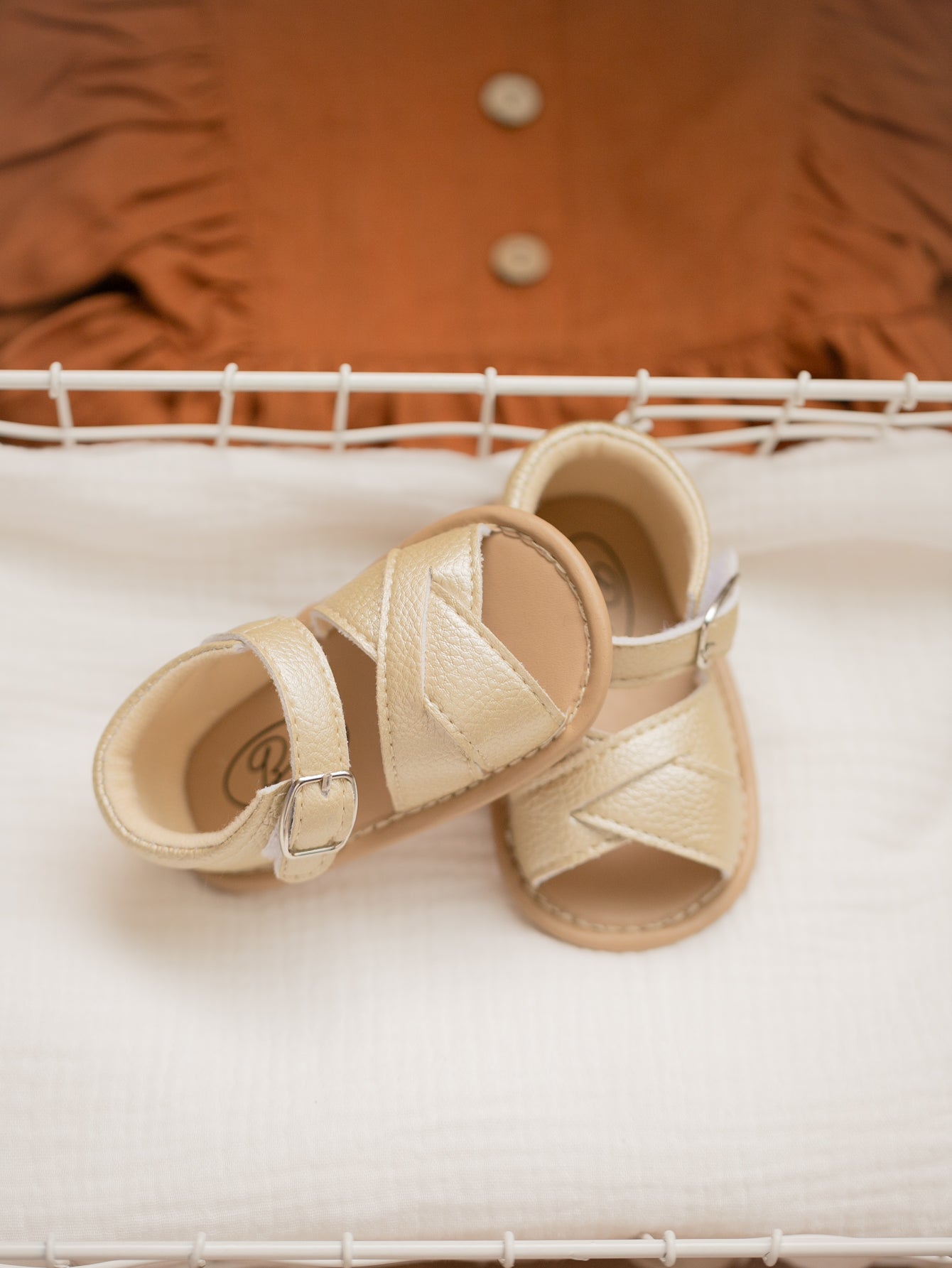 Double Strap Sandals - Gold