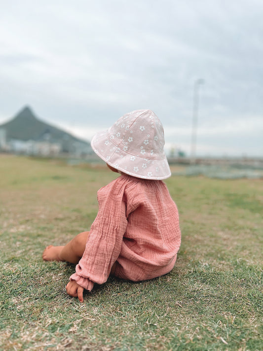 Organic Cotton Muslin Romper - Dusty Rose