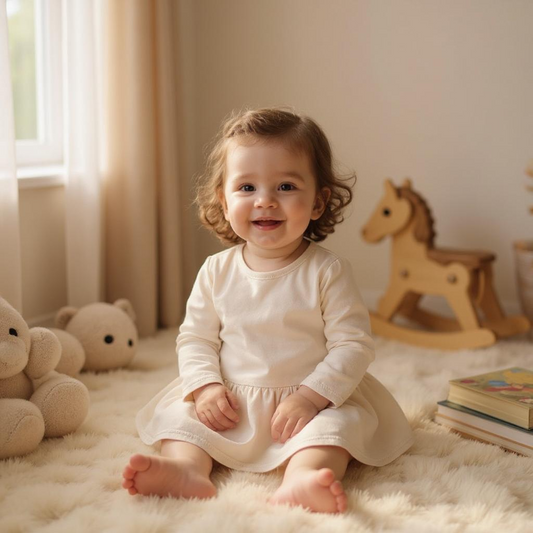 Long sleeve organic cotton swing dress