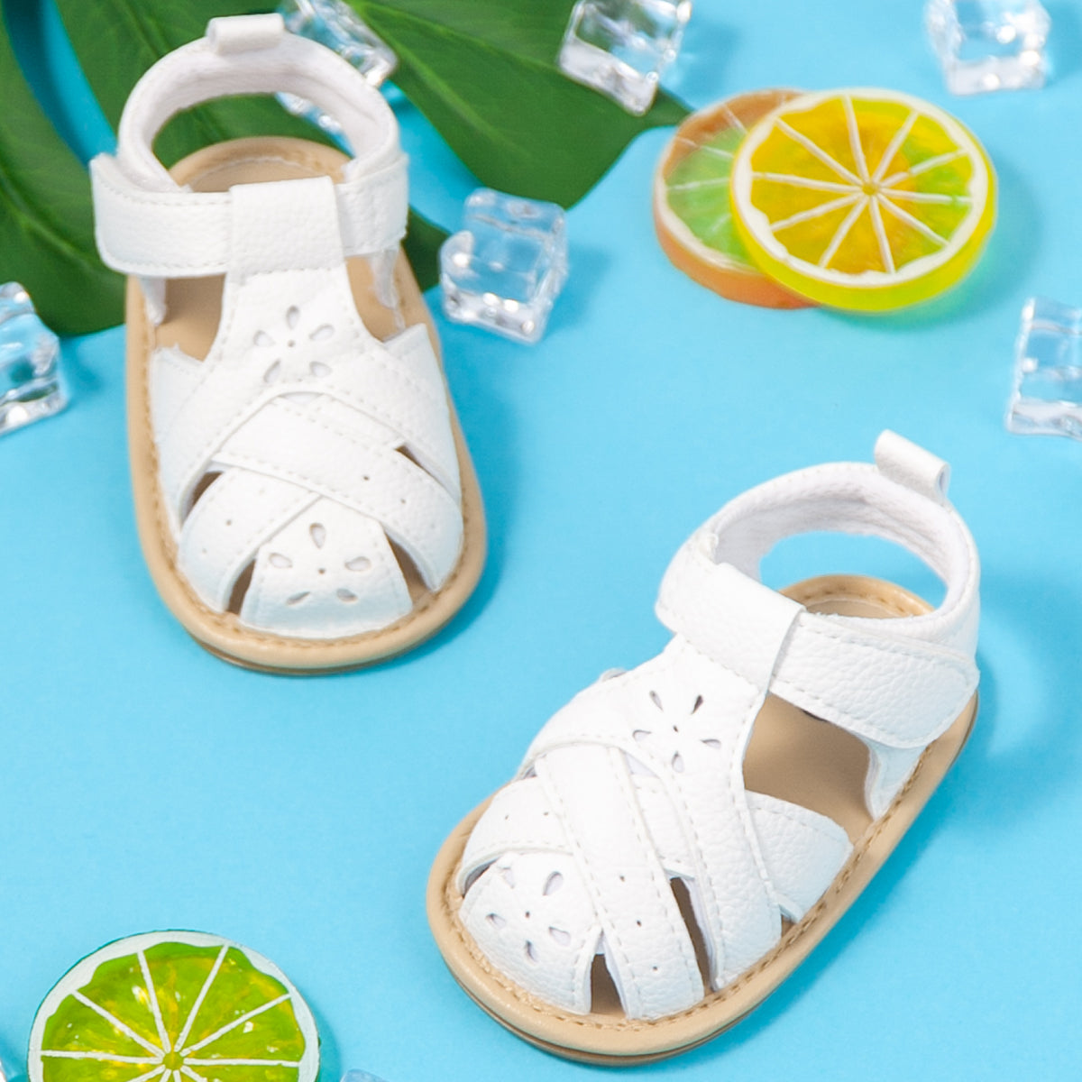 Flower Detail Sandals - White