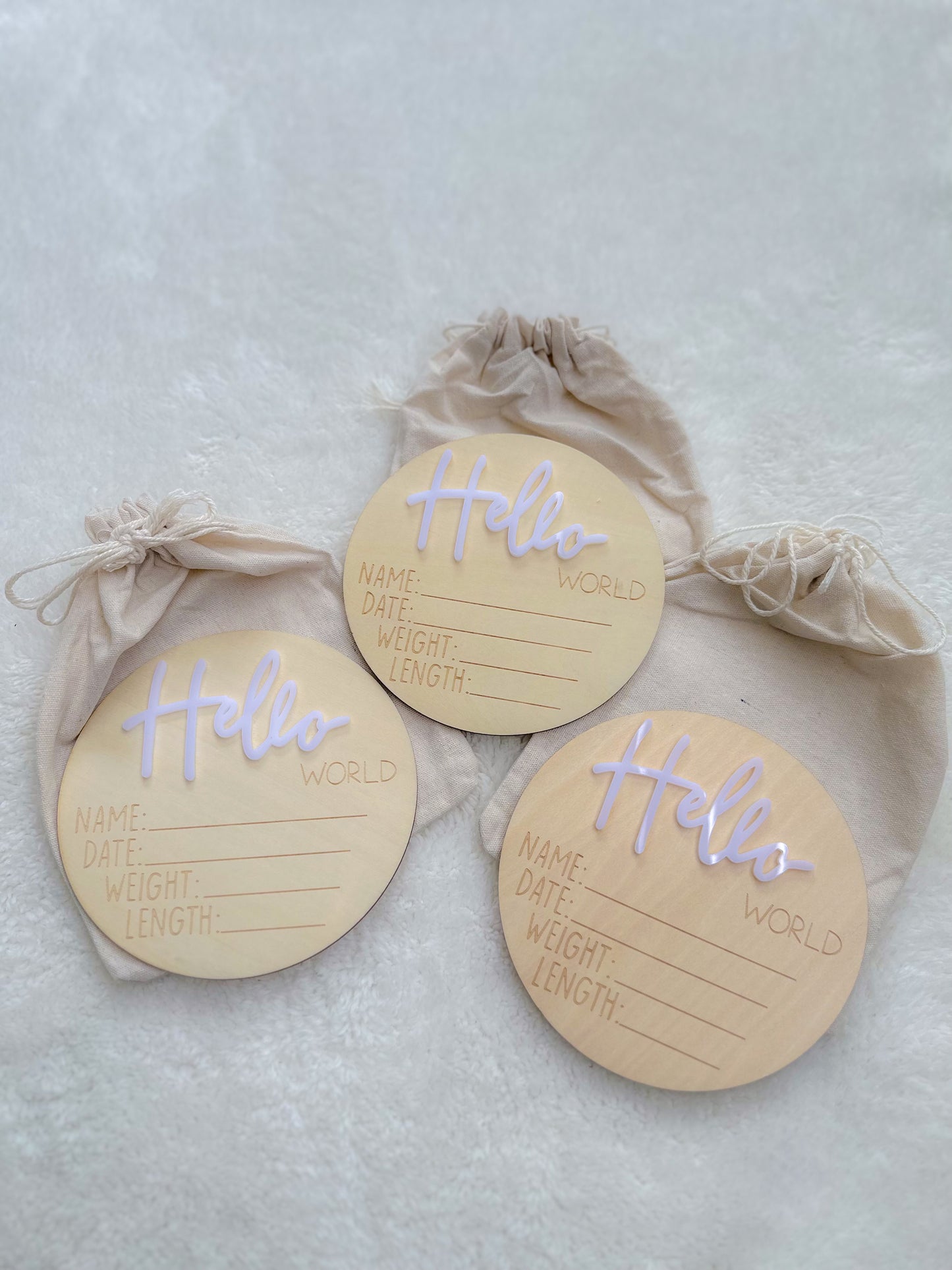 Raw Wood Birth Announcement Disc