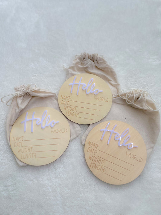 Raw Wood Birth Announcement Disc