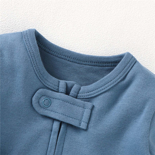 Organic Cotton Footed Romper - Blue