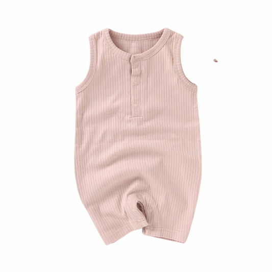 Sleeveless Organic Cotton Playsuit - Soft Pink