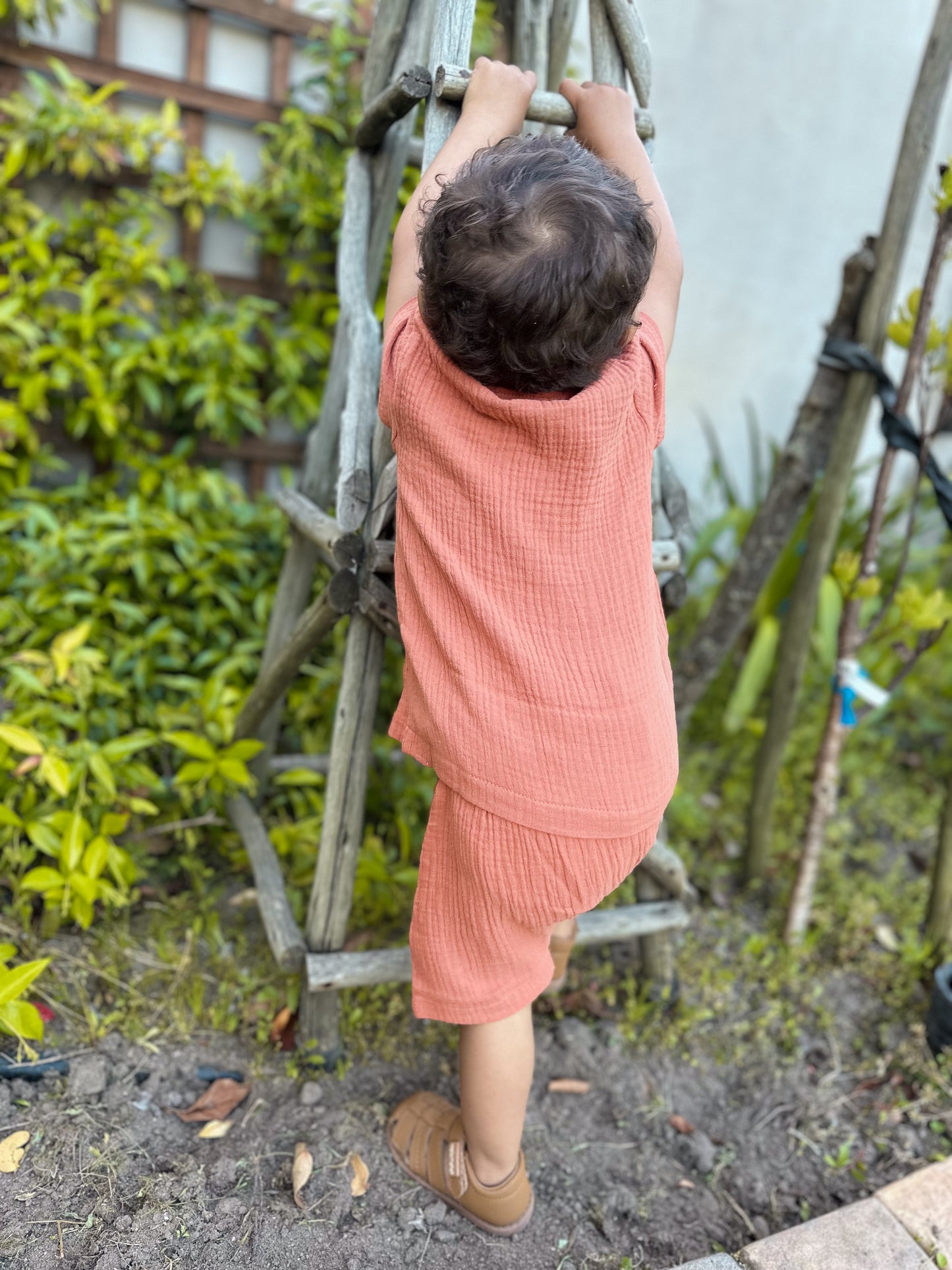 Muslin shorts and tee summer set - Rust