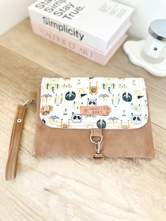 Safari Nappy Changing Clutch - Chocolate
