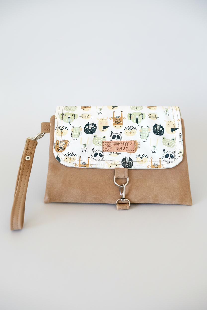 Safari Nappy Changing Clutch - Chocolate