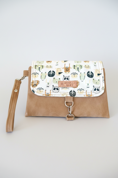Safari Nappy Changing Clutch - Chocolate