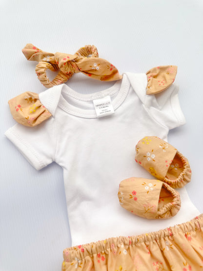 4-piece bummies and slipper set - Beige