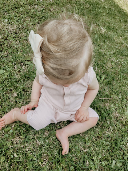 Sleeveless Organic Cotton Playsuit - Soft Pink