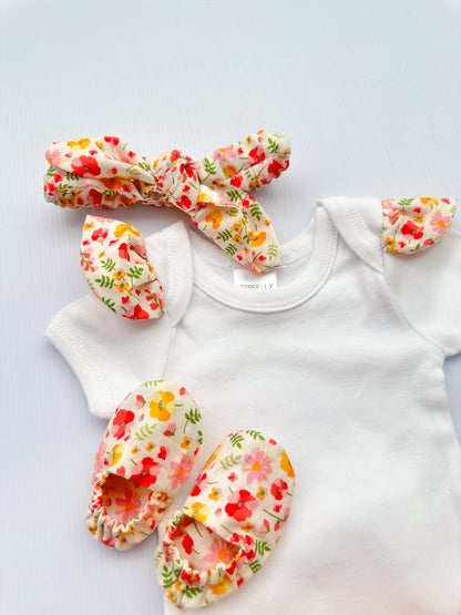 4-piece bummies and slipper set - Floral
