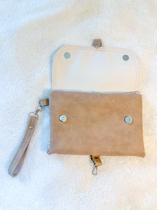 Tan Nappy Changing Clutch