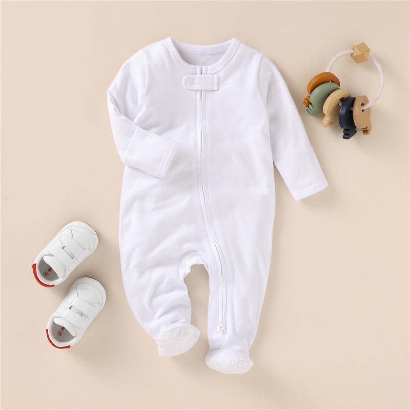 Organic Cotton Footed Romper - White