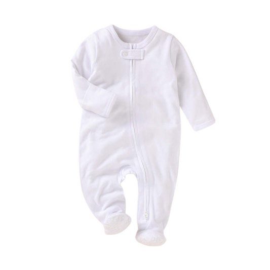 Organic Cotton Footed Romper - White