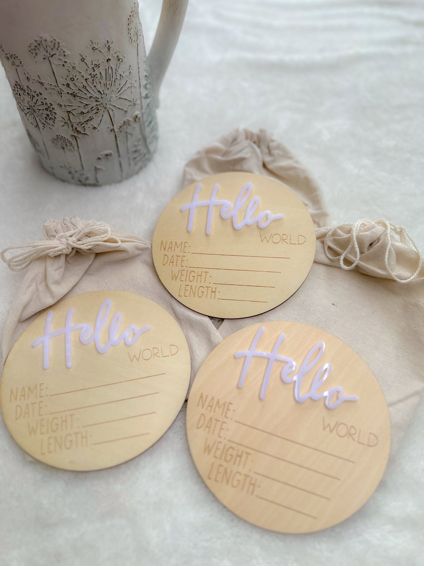 Raw Wood Birth Announcement Disc