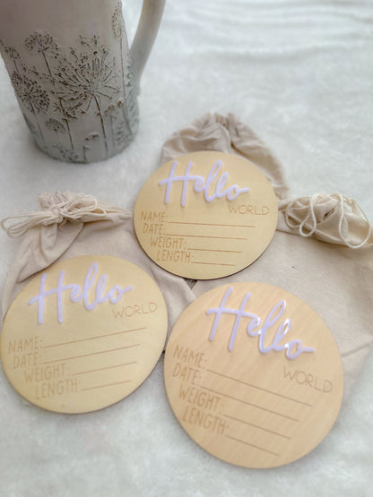 Raw Wood Birth Announcement Disc