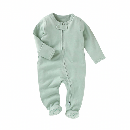 Organic Cotton Footed Romper - Sage