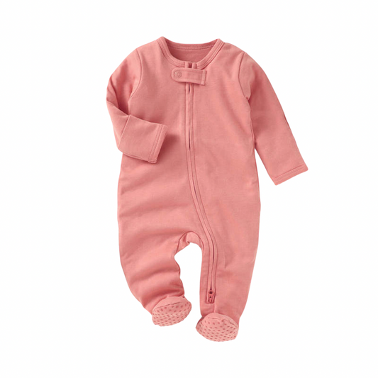 Organic Cotton Footed Romper - Peach