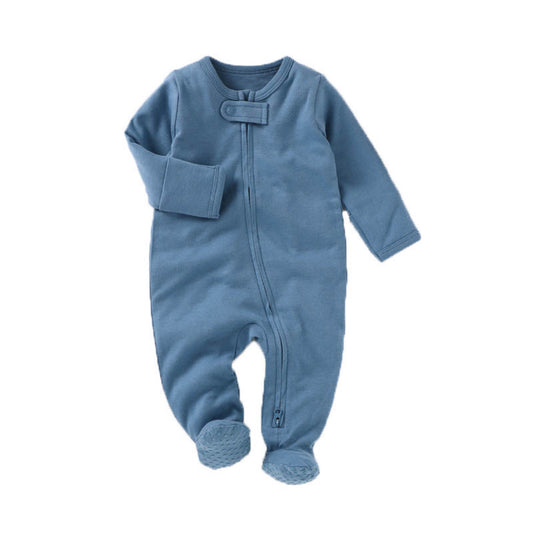 Organic Cotton Footed Romper - Blue