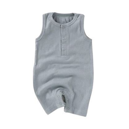 Sleeveless Organic Cotton Playsuit - Blue