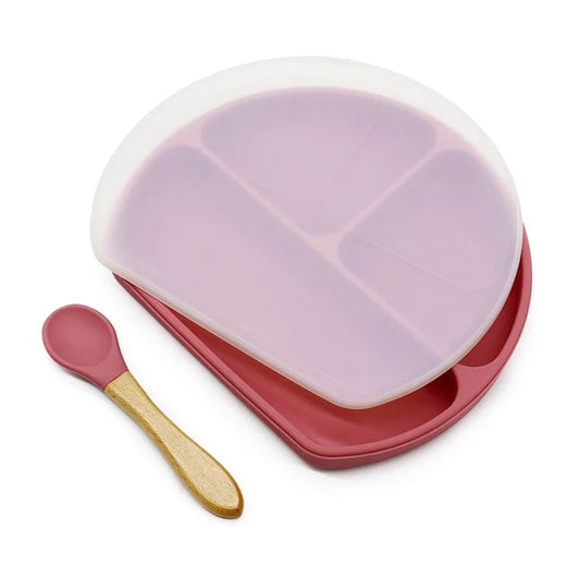 Silicone Plate with Lid & Spoon