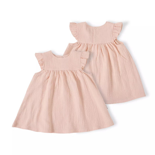 Sleeveless Muslin Summer Dress - Pink