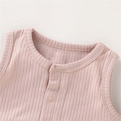 Sleeveless Organic Cotton Playsuit - Soft Pink