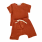 Muslin shorts and tee summer set - Rust