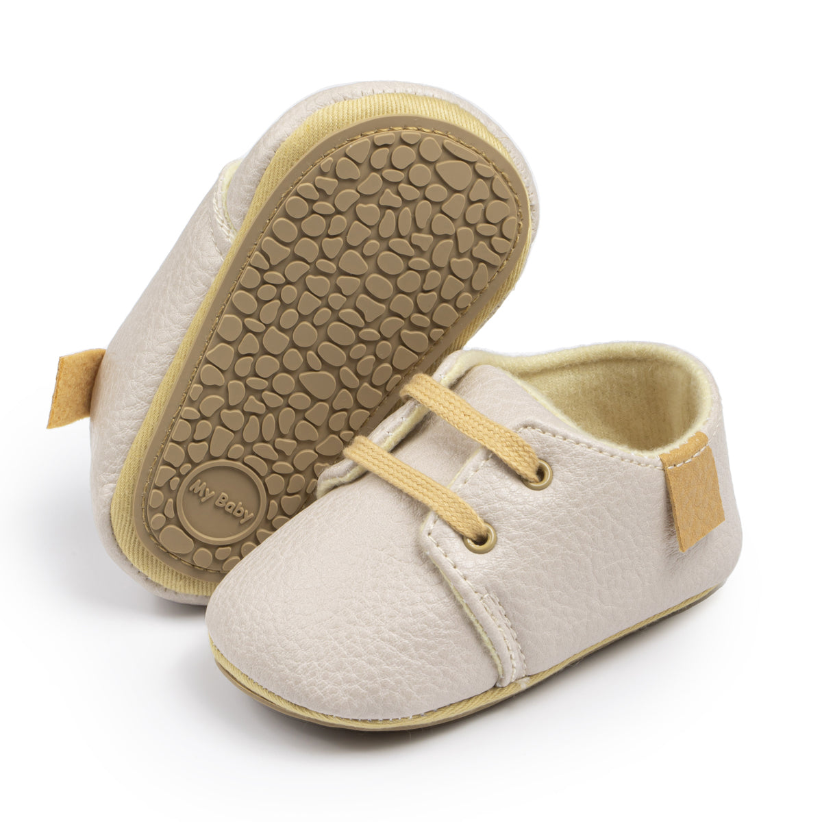 Vegan Leather Lace-ups - Beige