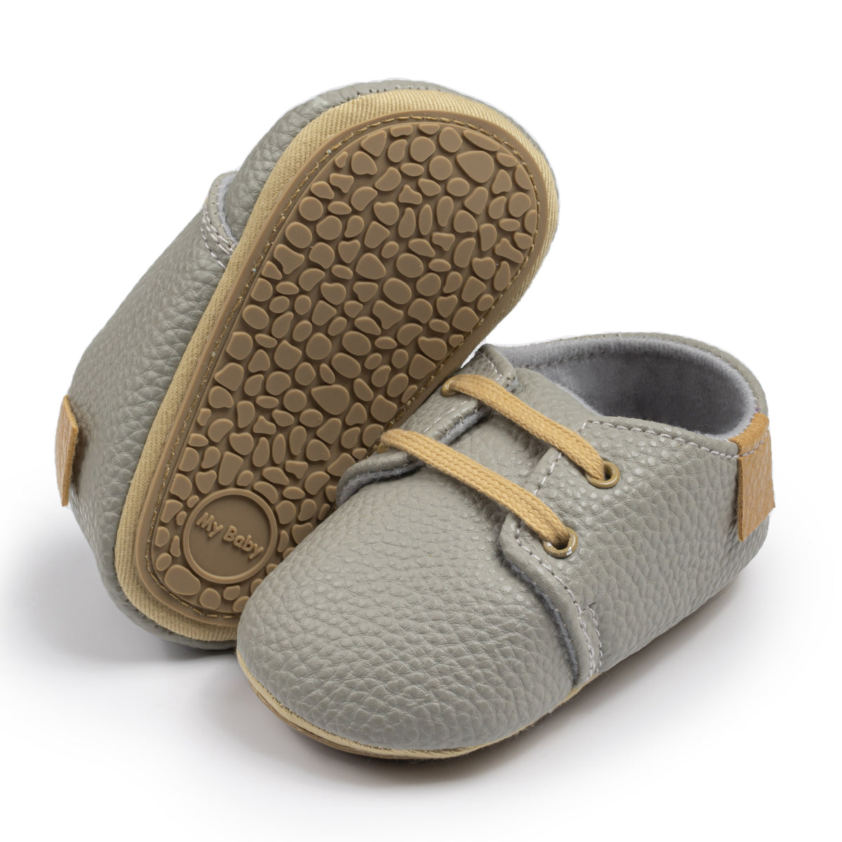 Vegan Leather Lace-ups - Grey